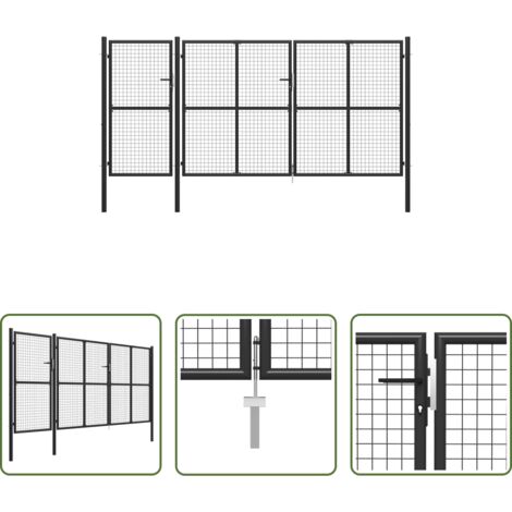vidaXL Cancello in acciaio -  Cancello per Giardino in Acciaio 400x150 cm Antracite