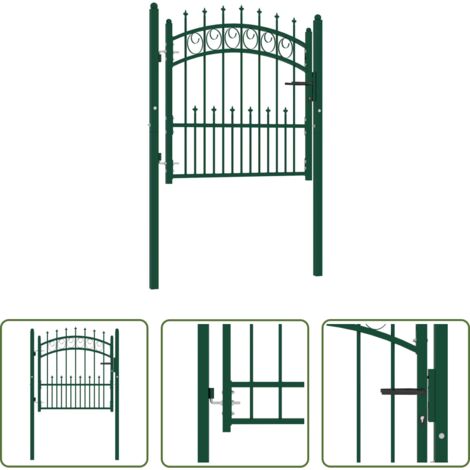 vidaXL Cancello in acciaio -  Cancello per recinzione Emmen con punte in acciaio 104x97 cm verde