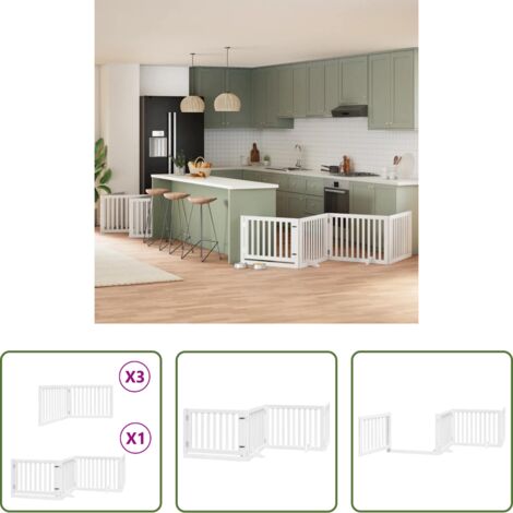 vidaXL Cancello in legno -  Cancello Cani Porta Pieghevole Bianco 10 Pannelli 800 cm Pioppo