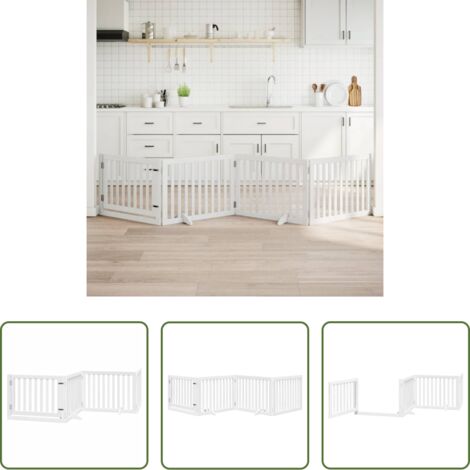 vidaXL Cancello in legno -  Cancello Cani Porta Pieghevole Bianco 4 Pannelli 320 cm Pioppo