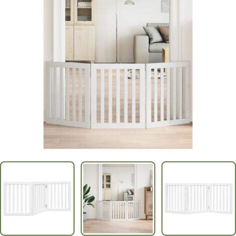 vidaXL Cancello in legno -  Cancello per Cani Pieghevole 3 Pannelli Bianco 150 cm Pioppo