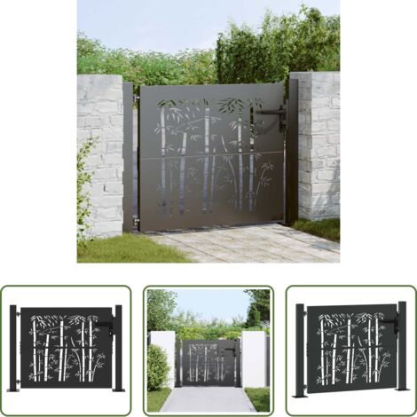vidaXL Cancello nero - Cancello da giardino con blocco Nero 110 x 105 cm