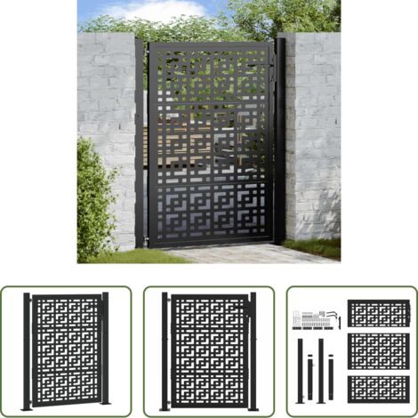 vidaXL Cancello nero -  Cancello da giardino nero 100x125 cm in acciaio con design a croce