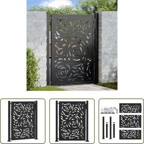 vidaXL Cancello nero -  Cancello da giardino nero 100x125 cm in acciaio con design a fiamma