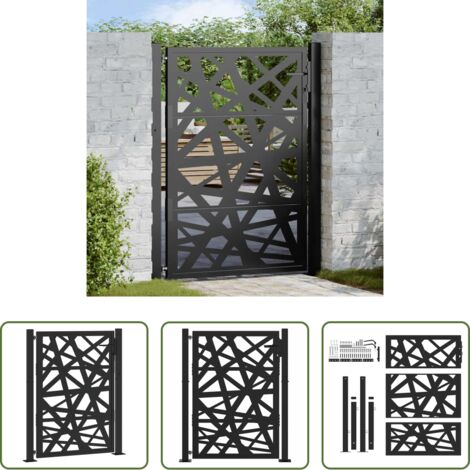 vidaXL Cancello nero -  Cancello da giardino nero 100x125 cm in acciaio design leggero