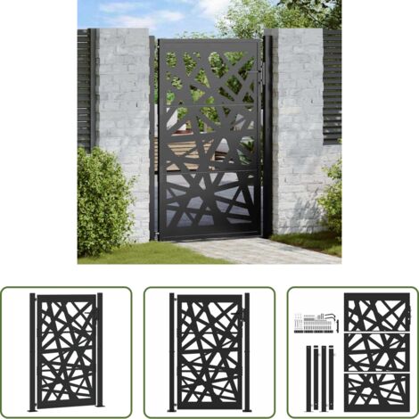 vidaXL Cancello nero -  Cancello da giardino nero 100x150 cm in acciaio design leggero