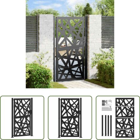 vidaXL Cancello nero -  Cancello da giardino nero 100x175 cm in acciaio design leggero