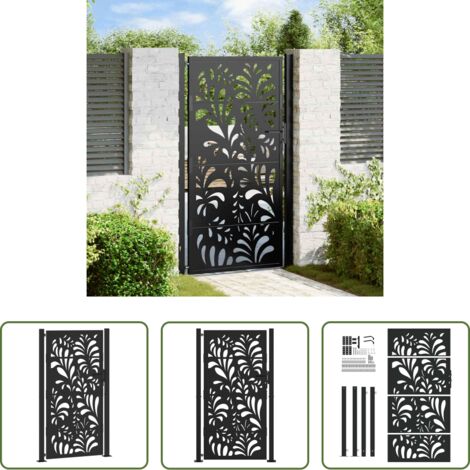 vidaXL Cancello nero -  Cancello da giardino nero 100x175 cm in acciaio design ondulato