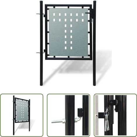 vidaXL Cancello nero -  Cancello per Recinzione a una Porta Nero 100x100 cm