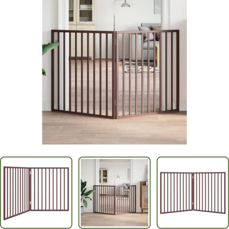 vidaXL Cancello per cani in legno -  Cancello Cani Pieghevole 2 Pannelli Marrone 160cm Legno Pioppo
