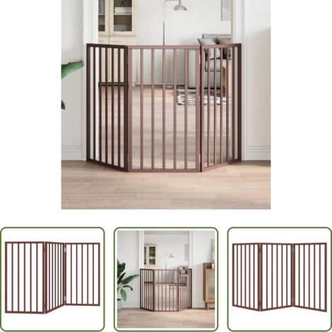 vidaXL Cancello per cani in legno -  Cancello Cani Pieghevole 3 Pannelli Marrone 150cm Legno Pioppo