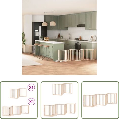 vidaXL Cancello per cani in legno -  Cancello per Cani con Porta Pieghevole 9 Pannelli 450 cm Pioppo