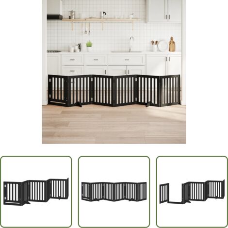 vidaXL Cancello per cani in legno -  Cancello per Cani Porta Pieghevole Nero 6 Pannelli 300cm Pioppo