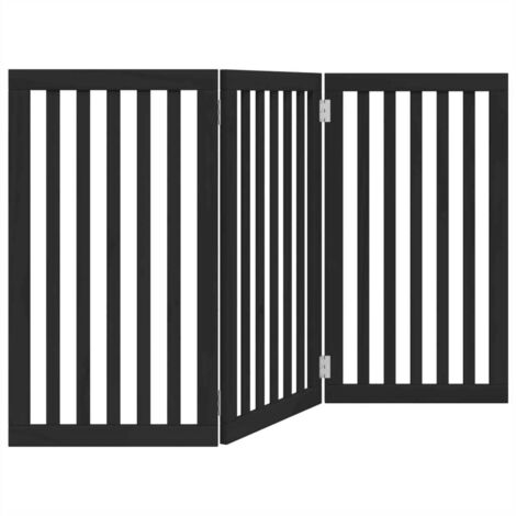 vidaXL Cancello per Cani Pieghevole 3 Pannelli Nero 150cm Legno Pioppo