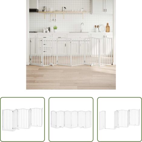 vidaXL Cancello per cani pieghevole -  Cancello Cani Porta Pieghevole Bianco 6 Pannelli 300 cm Pioppo