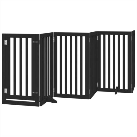vidaXL Cancello per Cani Porta Pieghevole Nero 6 Pannelli 300cm Pioppo