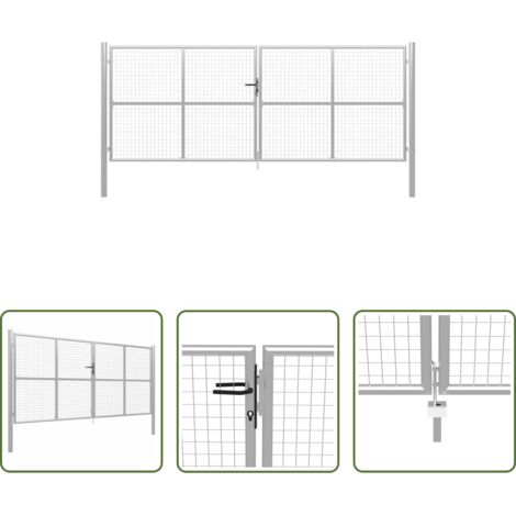vidaXL Cancello per giardino -  Cancello da Giardino in Acciaio Zincato 400x150 cm Argento