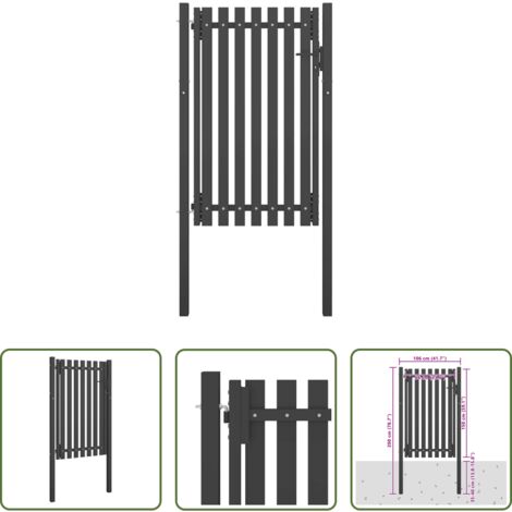 vidaXL Cancello per giardino -  Cancello per Recinzione da Giardino in Acciaio 100x150 cm Antracite