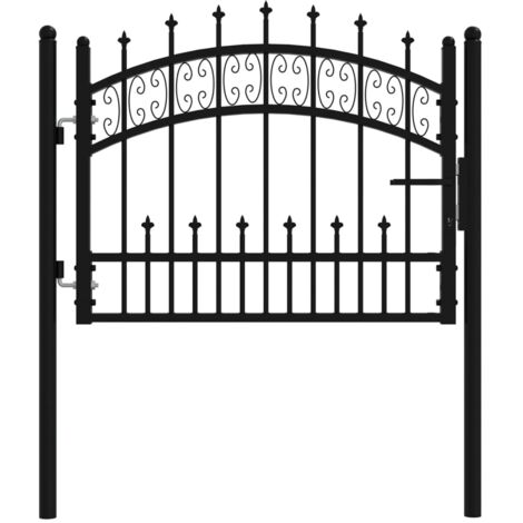 vidaXL Cancello per recinzione con punta a lancia nero 103x75 cm in acciaio verniciato a polvere