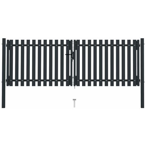 vidaXL Cancello cancelletto pedonale recinzione singolo nero acciaio 100 x 225 cm