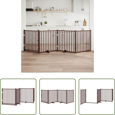 vidaXL Cancello pieghevole -  Cancello Cani Pieghevole Marrone 4Pannelli 320cm Massello Abete