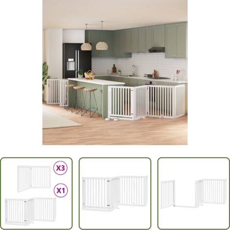 vidaXL Cancello pieghevole -  Cancello Cani Porta Pieghevole Bianco 10 Pannelli 800 cm Pioppo