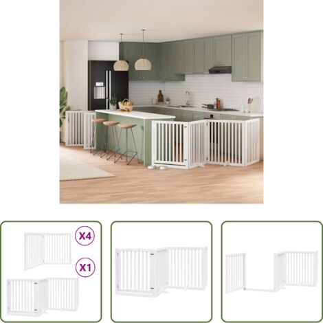 vidaXL Cancello pieghevole -  Cancello Cani Porta Pieghevole Bianco 12 Pannelli 960 cm Pioppo