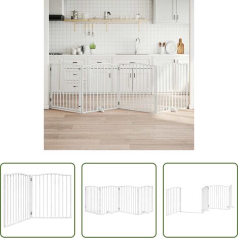 vidaXL Cancello pieghevole -  Cancello Cani Porta Pieghevole Bianco 4 Pannelli 320 cm Pioppo