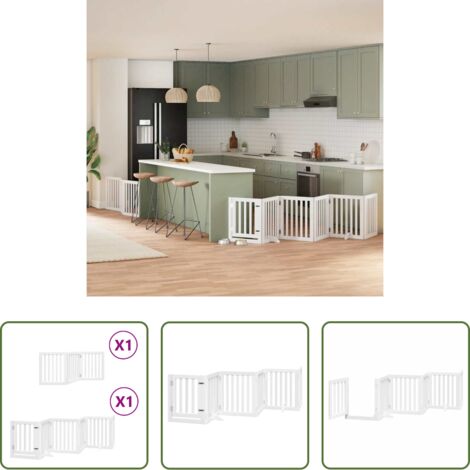 vidaXL Cancello pieghevole -  Cancello Cani Porta Pieghevole Bianco 9 Pannelli 450 cm Pioppo