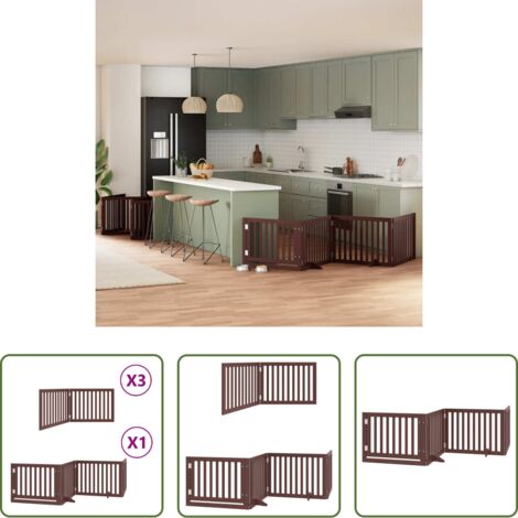 vidaXL Cancello pieghevole -  Cancello Cani Porta Pieghevole Marrone 10 Pannelli 800cm Pioppo