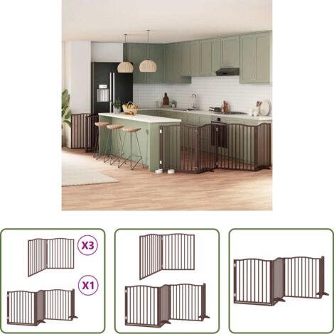 vidaXL Cancello pieghevole -  Cancello Cani Porta Pieghevole Marrone 10 Pannelli 800cm Pioppo