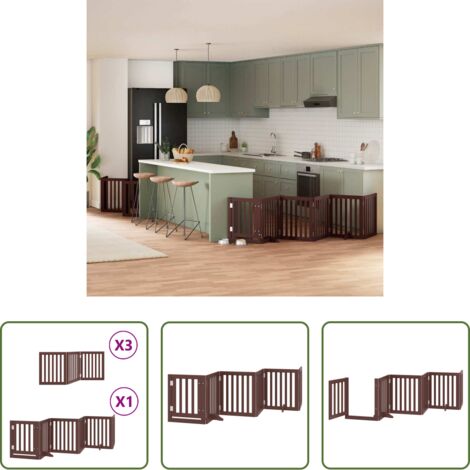 vidaXL Cancello pieghevole -  Cancello Cani Porta Pieghevole Marrone 15 Pannelli 750cm Pioppo