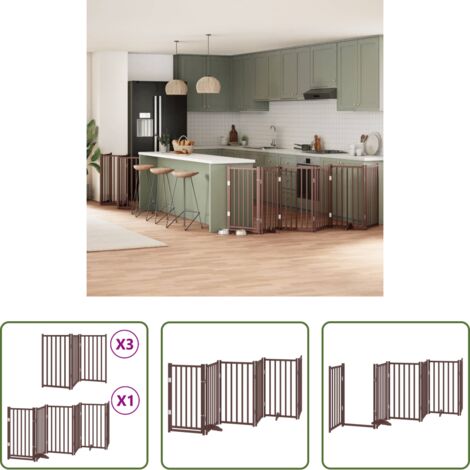 vidaXL Cancello pieghevole -  Cancello Cani Porta Pieghevole Marrone 15 Pannelli 750cm Pioppo