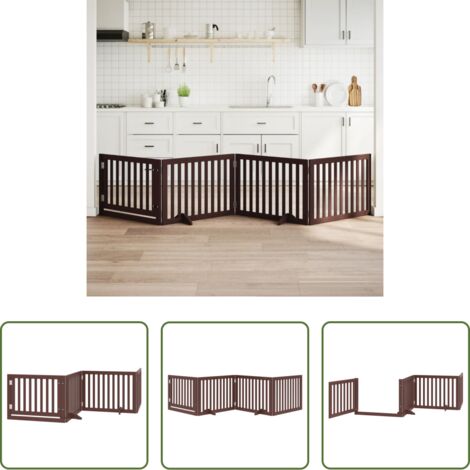 vidaXL Cancello pieghevole -  Cancello Cani Porta Pieghevole Marrone 4 Pannelli 320cm Pioppo