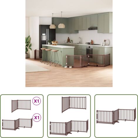 vidaXL Cancello pieghevole -  Cancello Cani Porta Pieghevole Marrone 6 Pannelli 480cm Pioppo
