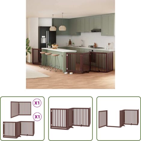 vidaXL Cancello pieghevole -  Cancello Cani Porta Pieghevole Marrone 6 Pannelli 480cm Pioppo