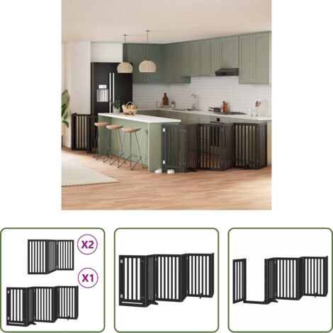 vidaXL Cancello pieghevole -  Cancello Cani Porta Pieghevole Nero 12 Pannelli 600cm Pioppo