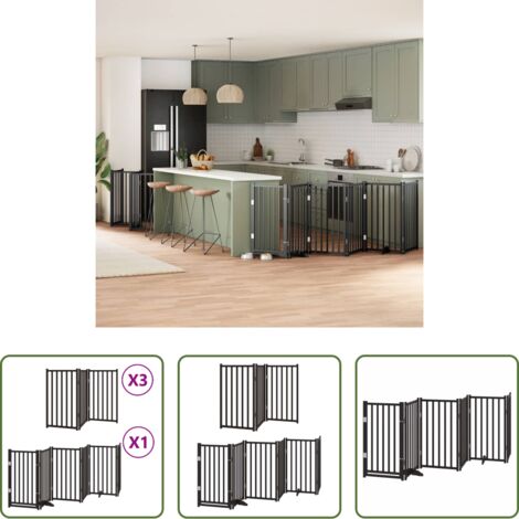 vidaXL Cancello pieghevole -  Cancello Cani Porta Pieghevole Nero 15 Pannelli 750 cm Pioppo