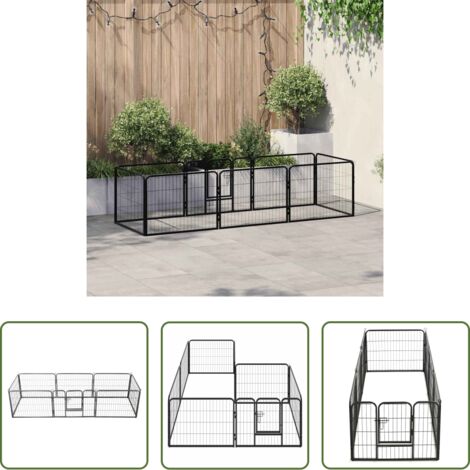 vidaXL Cani all'interno -  Box per Cani con 8 Pannelli in Acciaio 60x80 cm Nero