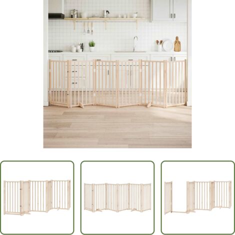 vidaXL Cani -  Cancelletto per cani con porta pieghevole 6 pannelli 300 cm in legno massello di abete