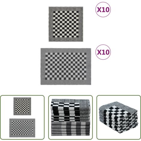 vidaXL Canovacci -  Set Strofinacci 20 pz in Cotone Nero e Bianco