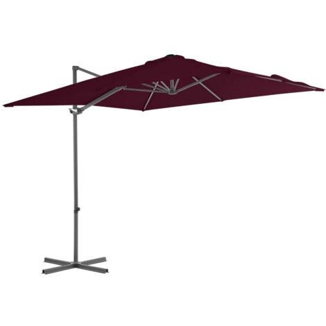 vidaXL Cantilever Garden Parasol with Steel Pole Bordeaux Red 250x250 cm