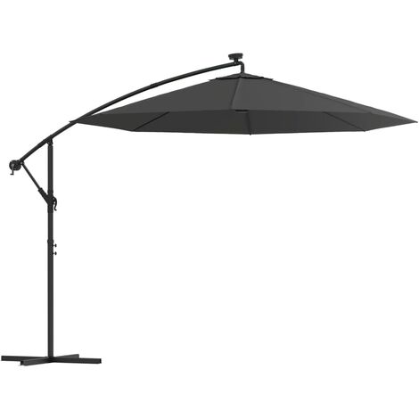 main image of "vidaXL Cantilever Umbrella LED Lights and Steel Pole 300cm Anthracite - Anthracite"