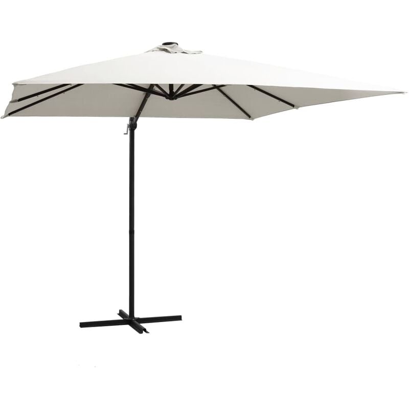 Cantilever Garden Parasol with led lights and Steel Pole 250x250 cm Sand Vidaxl