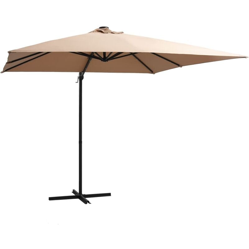 Cantilever Garden Parasol with led lights and Steel Pole 250x250 cm Taupe Vidaxl