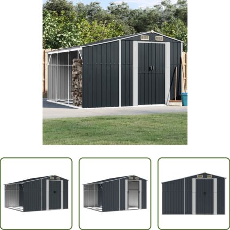 vidaXL Capanno da esterno -  Capanno da Giardino Antracite 277x279x179 cm in Acciaio Zincato