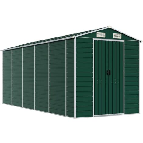 vidaXL Capanno da Giardino Verde 191x470x198 cm in Acciaio Zincato