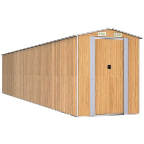 vidaXL Capanno Giardino Marrone Chiaro 192x938x223 cm Acciaio Zincato