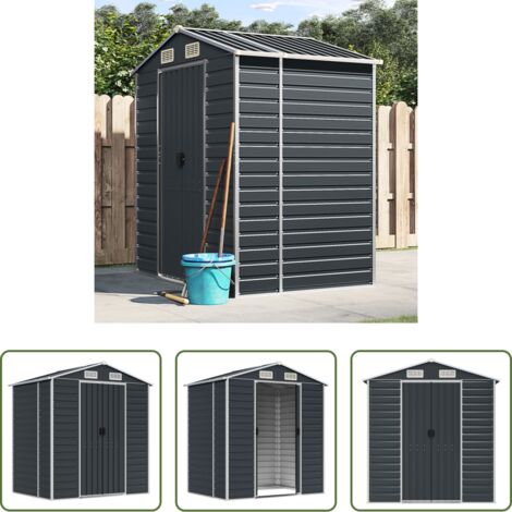 vidaXL Capanno per attrezzi -  Capanno da Giardino Antracite 191x130x198 cm in Acciaio Zincato