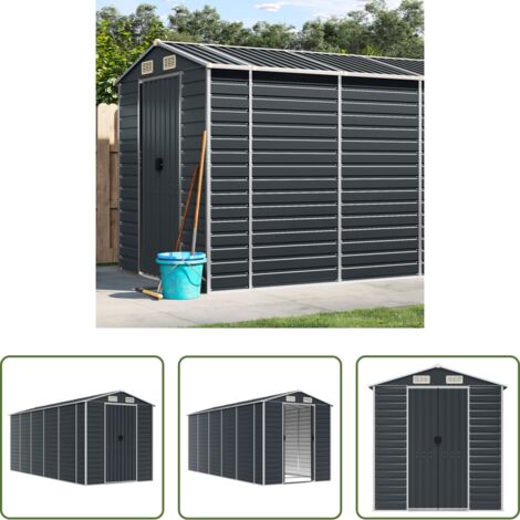 vidaXL Capanno per attrezzi -  Capanno da Giardino Antracite 191x470x198 cm in Acciaio Zincato